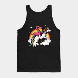 Flamingo Riding Unicorn Rainbow Tank Top